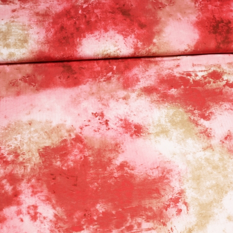 Stoff Viskose Jersey Batik Design beige coralle rosa wollweiß