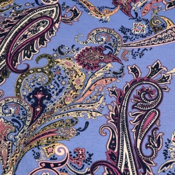 Stoff Viskose Jersey Paisley Design jeans blau bunt Kleiderstoff