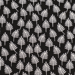Stoff Viskose Jersey mit Blätter Bäume Tannenbaum schwarz weiß