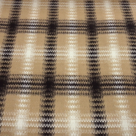 Stoff schwerer Mantelstoff Karo Glencheck beige schwarz wollweiß