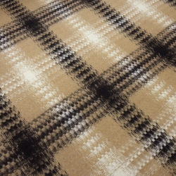 Stoff schwerer Mantelstoff Karo Glencheck beige schwarz wollweiß