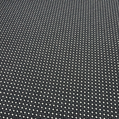 Stoff Stretch Feinstrick Jacquard kleine Raute schwarz wollweiß
