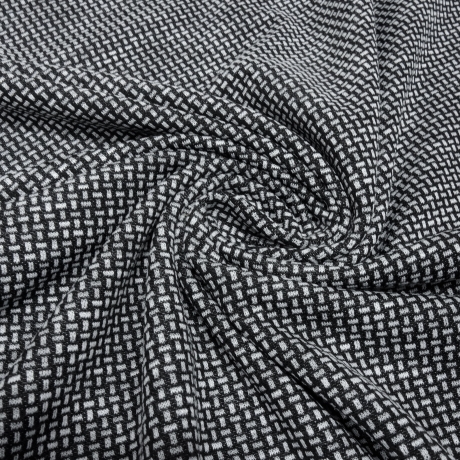 StoffStretch Feinstrick Jacquard kleingemustert schwarz weiss