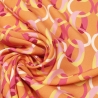 Stoff Viskose Blusenstoff Kringel Ringe orange pink rosa gelb