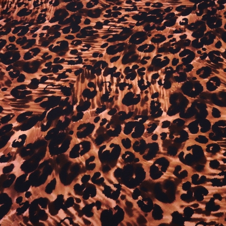 Stoff Viskose Jersey Leo Tierprint schwarz braun beige rosé