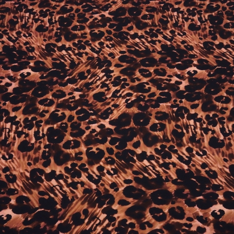 Stoff Viskose Jersey Leo Tierprint schwarz braun beige rosé