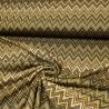 Stoff Strickstoff Jacquard Zick Zack Lurex khaki senf gold schw.