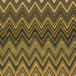 Stoff Strickstoff Jacquard Zick Zack Lurex khaki senf gold schw.