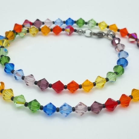 Kette Regenbogen Bunte  Kristalle  (804)