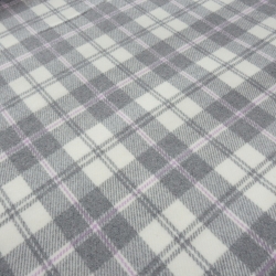 Stoff schwerer Mantelstoff Karo Glencheck grau wollweiß flieder