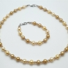 Kette und Armband Perlen Gold (591)