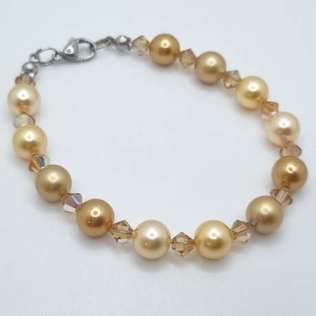 Kette und Armband Perlen Gold (591)