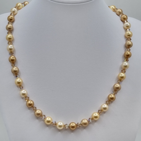 Kette und Armband Perlen Gold (591)