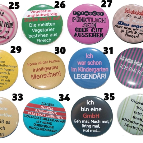 Lustige Sprüche I Buttonset 50 mm Anstecknadel 5 Stück Auswahl
