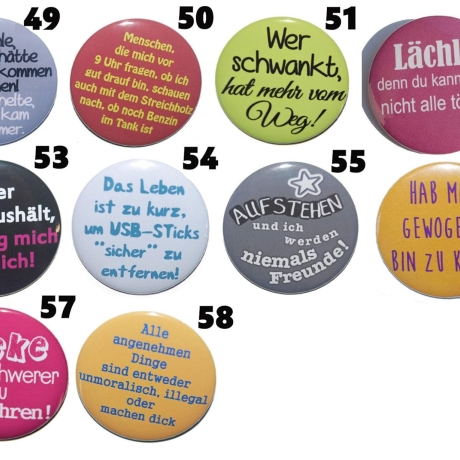 Lustige Sprüche III Buttonset 50 mm Anstecknadel 5 Stück Auswahl