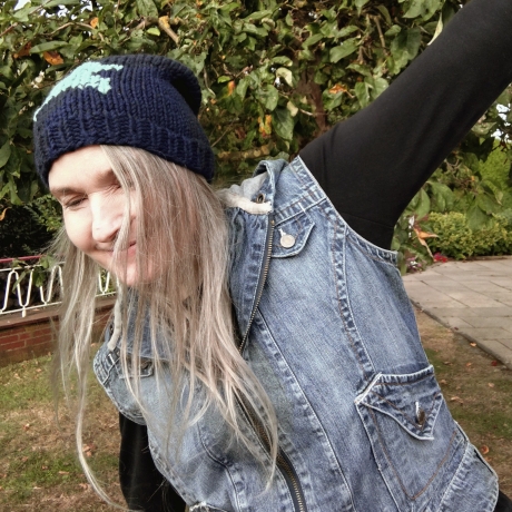 Beanie Star Gr. 50-54 dunkelblau/mint