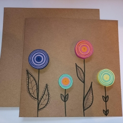 Blumen 3D quadratisch Kraftpapier schlicht und schön