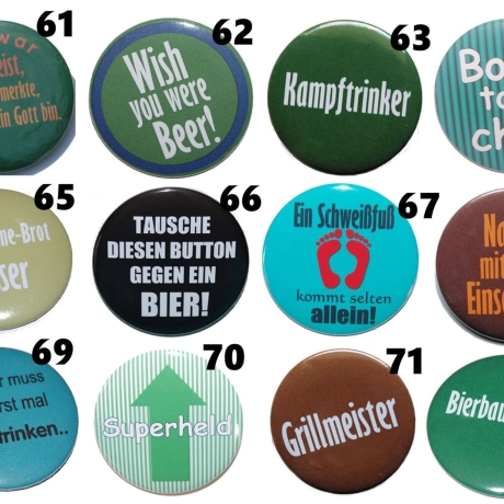 Männersprüche Buttonset 50 mm mit Anstecknadel 5 Stück Auswahl