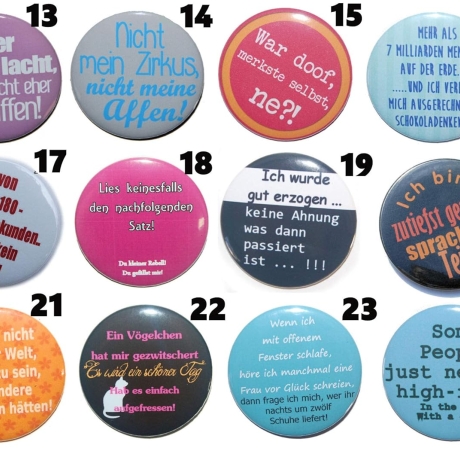 Lustige Sprüche I Buttonset 50 mm Anstecknadel 5 Stück Auswahl