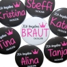 Buttons JGA Set groß 50mm 10 Stück personalisiert Krone