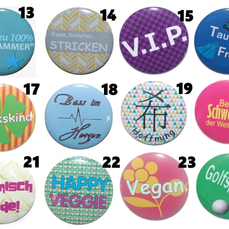 Hobby Statement Buttonset 50 mm mit Anstecknadel 5 Stück Auswahl