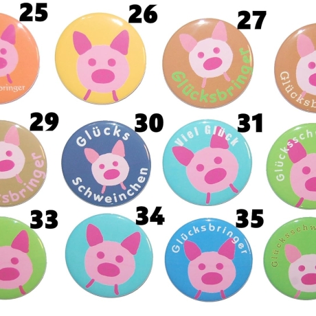 Glücksbringer Buttonset 50 mm Anstecknadel 5 Stück Auswahl