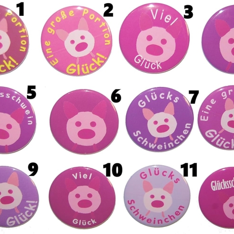 Glücksbringer Buttonset 50 mm Anstecknadel 5 Stück Auswahl