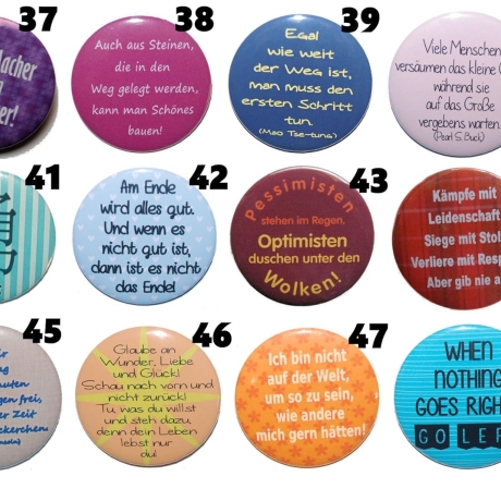 Weisheiten Zitate Buttonset 50 mm Anstecknadel 5 Stück Auswahl