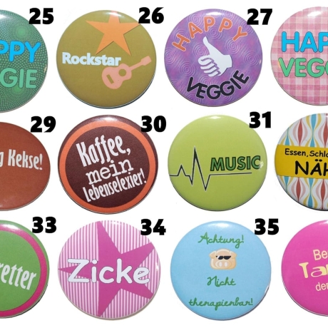 Hobby Statement Buttonset 50 mm mit Anstecknadel 5 Stück Auswahl
