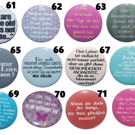 Weisheiten Zitate Buttonset 50 mm Anstecknadel 5 Stück Auswahl