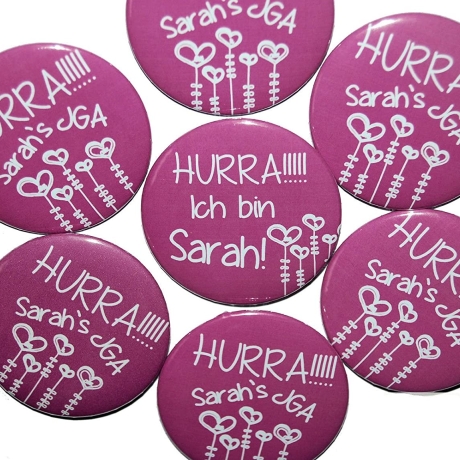 Buttons JGA Set groß 50mm 10 Stück personalisiert Herz