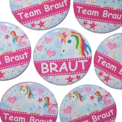 Buttons JGA Set Junggesellenabschied groß 50mm 10 Stück Einhorn