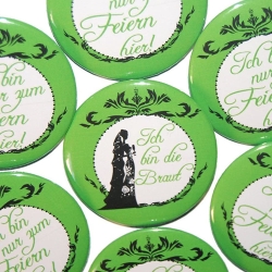 Buttons JGA Set Junggesellenabschied groß 50mm 10 Stück Braut
