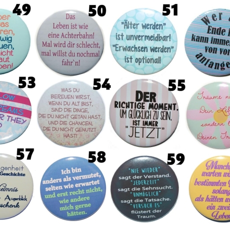 Weisheiten Zitate Buttonset 50 mm Anstecknadel 5 Stück Auswahl