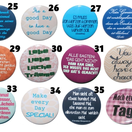 Weisheiten Zitate Buttonset 50 mm Anstecknadel 5 Stück Auswahl