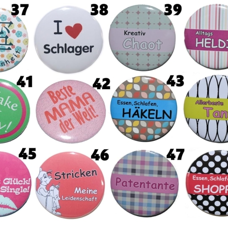 Hobby Statement Buttonset 50 mm mit Anstecknadel 5 Stück Auswahl