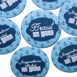Buttons JGA Set Junggesellenabschied groß 50mm 10 Stück Anker