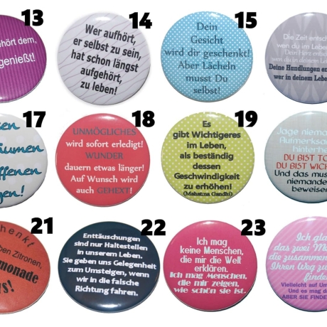 Weisheiten Zitate Buttonset 50 mm Anstecknadel 5 Stück Auswahl