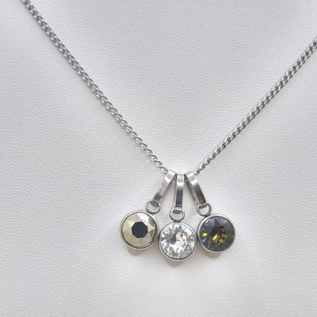 Edelstahlkette mit 3 Chaton Anhänger Kristallanhänger (821)