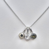 Edelstahlkette mit 3 Chaton Anhänger Kristallanhänger (821)
