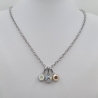 Edelstahlkette mit 3 Chaton Anhänger Kristallanhänger (821)