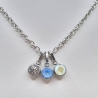 Edelstahlkette mit Chaton Anhänger Kristallanhänger Blau (821)