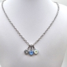 Edelstahlkette mit Chaton Anhänger Kristallanhänger Blau (821)
