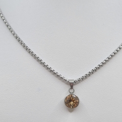 Edelstahlkette mit Chaton Anhänger Kristallanhänger (821)