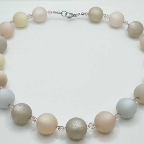 Polariskette Extra Große Perlen Beige Perlenkette Polaris (827)