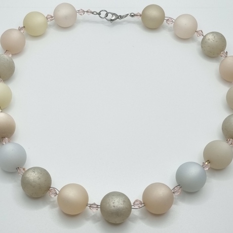 Polariskette Extra Große Perlen Beige Perlenkette Polaris (827)