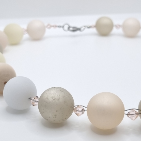 Polariskette Extra Große Perlen Beige Perlenkette Polaris (827)