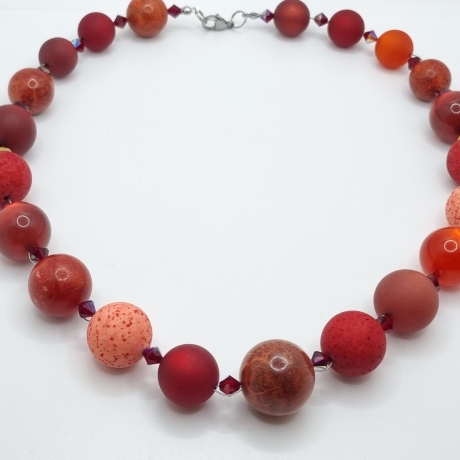 Polariskette Extra Große Perlen Rot Perlenkette Polaris (827)