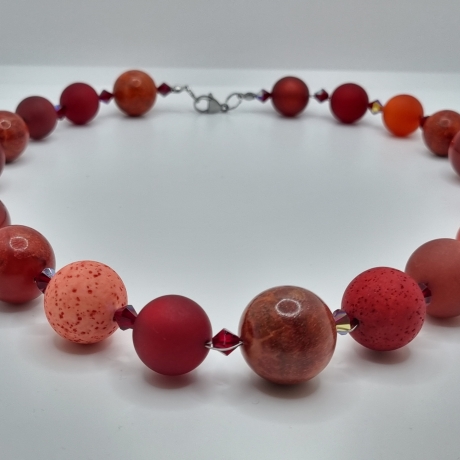 Polariskette Extra Große Perlen Rot Perlenkette Polaris (827)