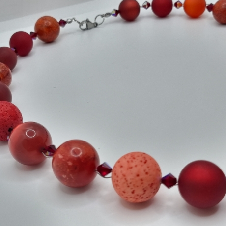 Polariskette Extra Große Perlen Rot Perlenkette Polaris (827)